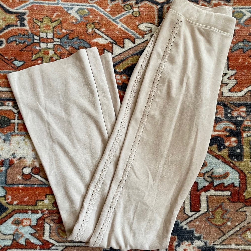 * Boho Faux Suede Flares w/ Side Detail *